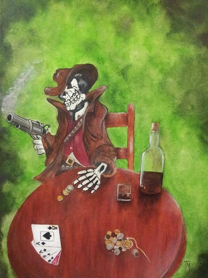 Skull Painting - Dead Mans Poker Party by Teri Merrill