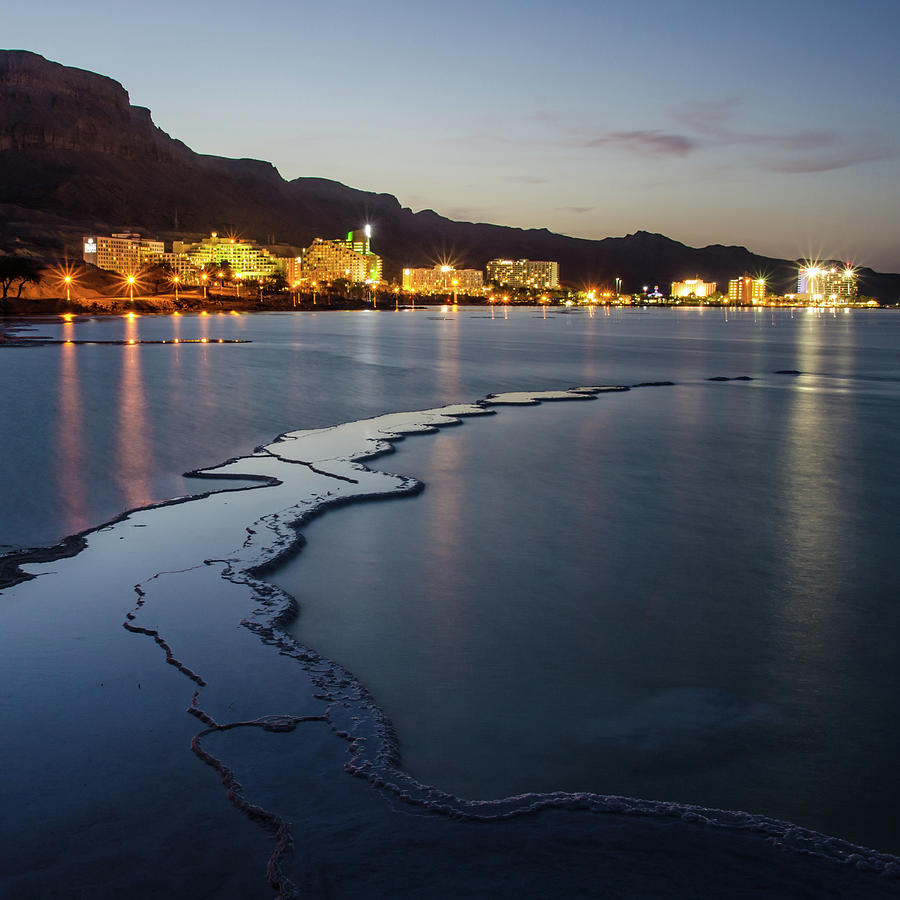 Dead Sea Hotels At Dusk Photograph by Ilan Shacham