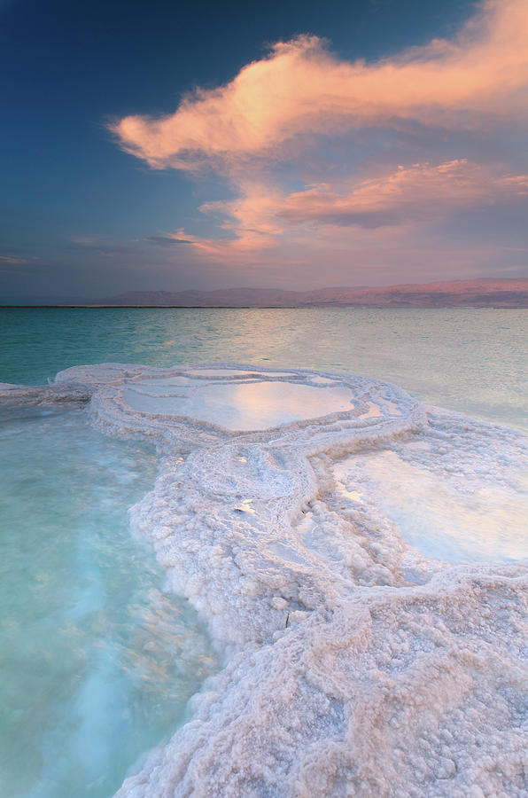 Dead Sea Shallow Waters At Sunset Photograph by Dtokar