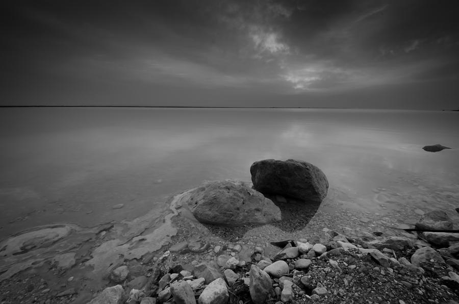 Dead Sea Sunrise Black and White Photograph by David Morefield