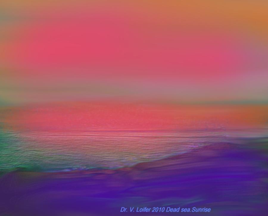 Dead Sea. Sunrise. Digital Art by Dr Loifer Vladimir