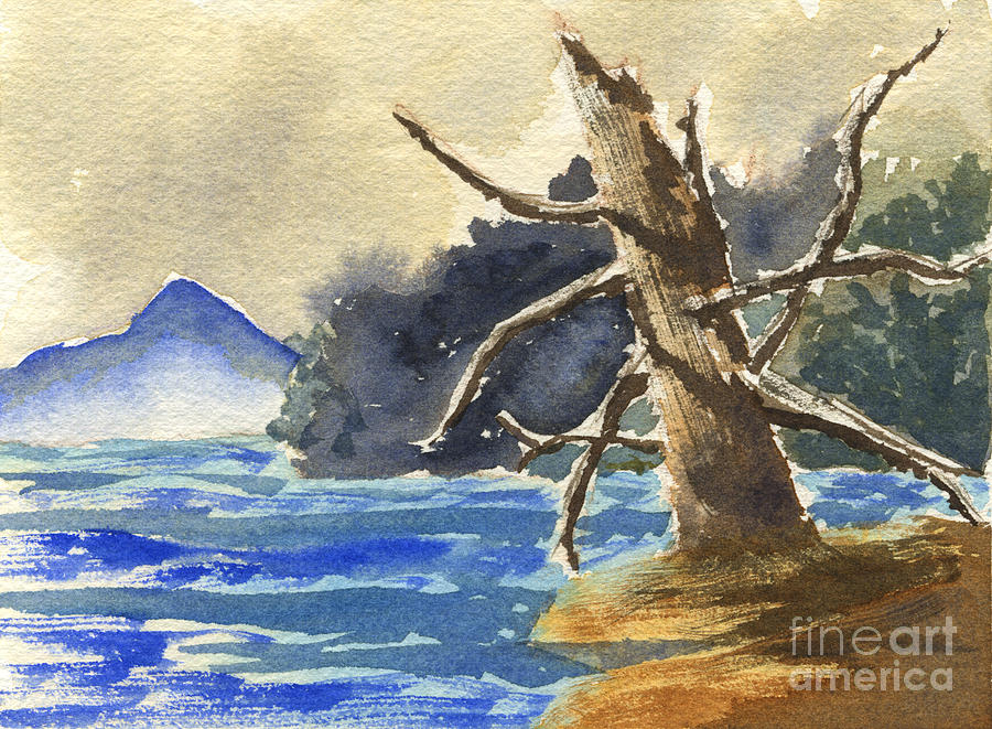 Dead Tree Painting - Dead Tree by the Lake by Beverly Claire Kaiya