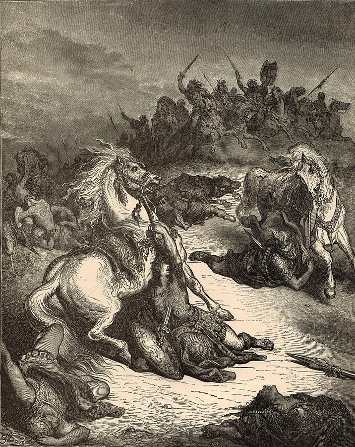 Death of Saul Drawing by Antique Engravings - Fine Art America