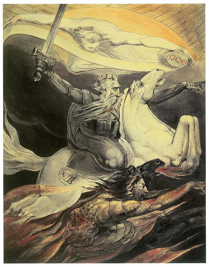 Horse Painting - Death on a Pale Horse by William Blake