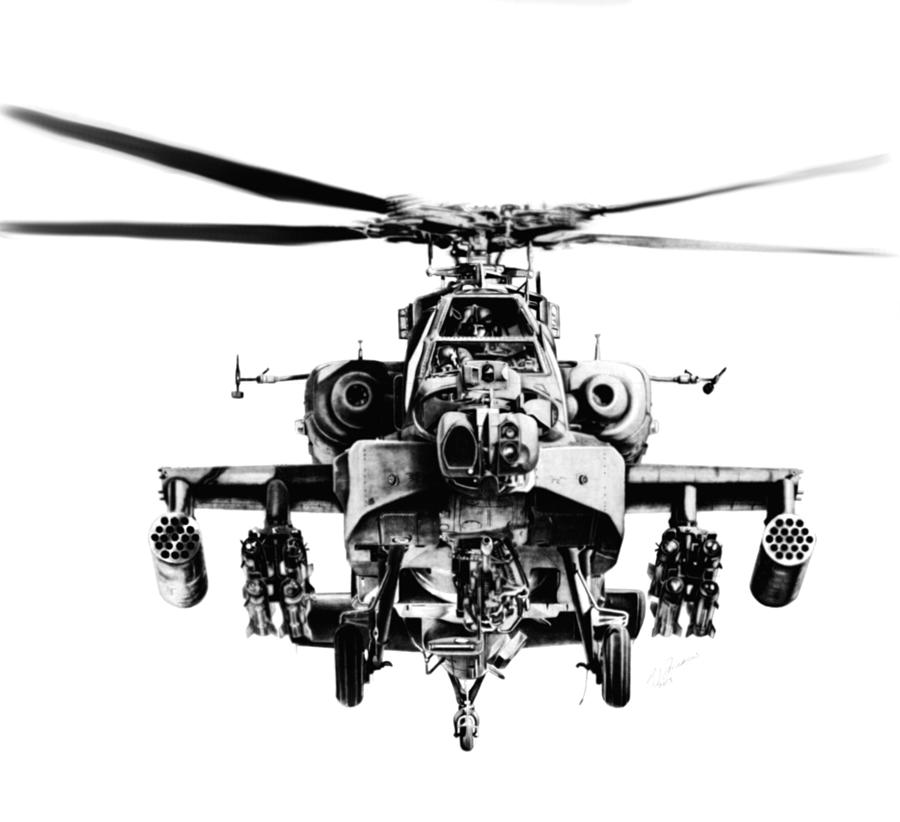 Helicopter Drawing - Death rides a pale horse by Murray Jones