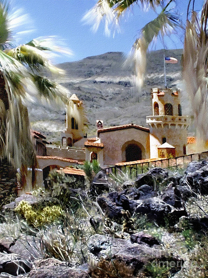 Death Valley National Park Painting - Death Valley Scottys Castle by Bob and Nadine Johnston