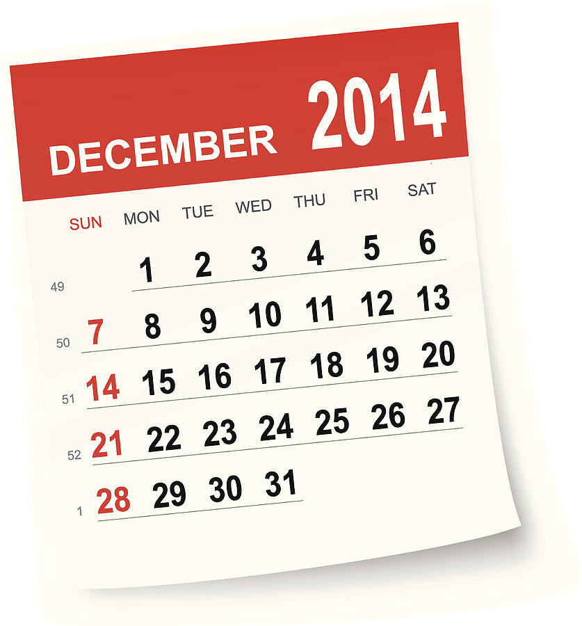 December 2014 calendar Drawing by Bgblue