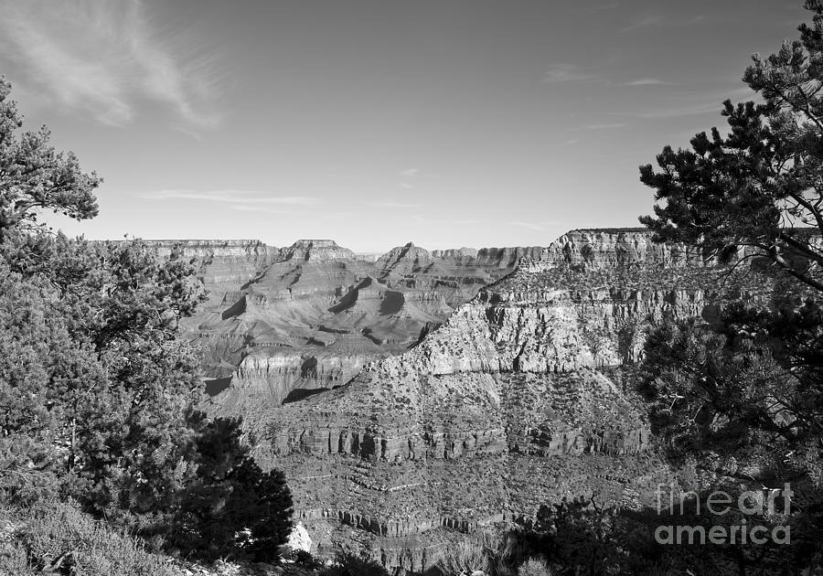 December Light in the Grand Canyon in Black and White Photograph by Lee Craig