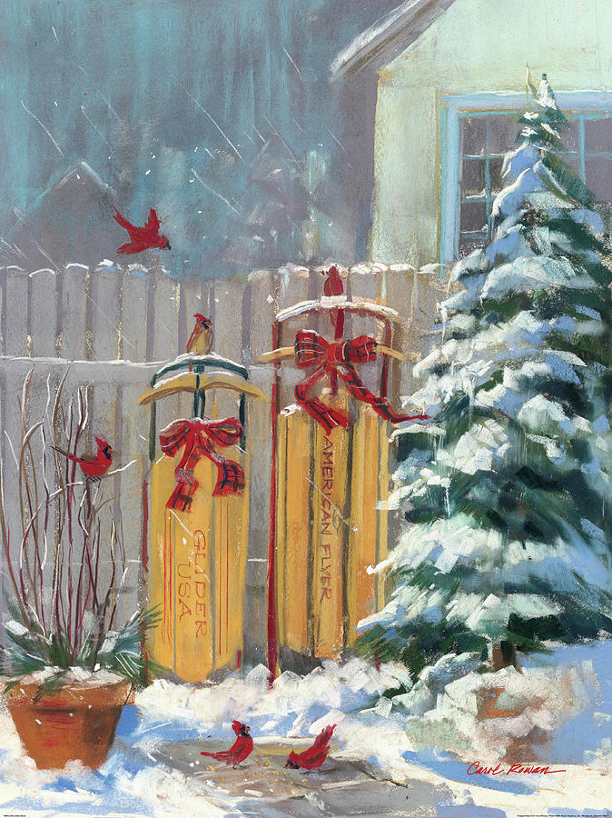 Bird Painting - December Sleds by Carol Rowan