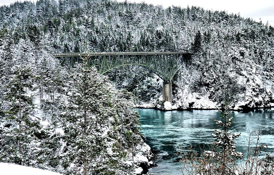 Winter Photograph - Deception Pass Snow Bridge by Rick Lawler