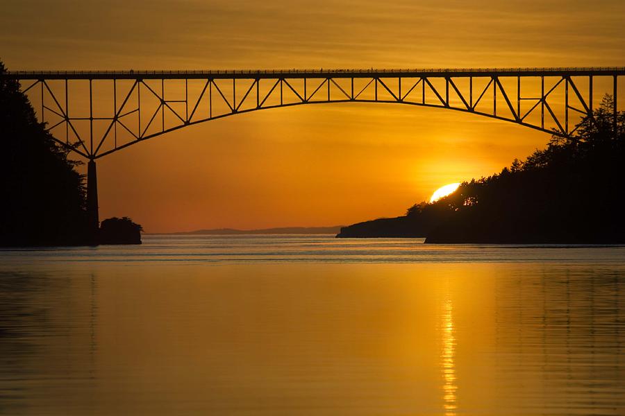 Deception Pass Sunset Bridge Photograph by Sonya Lang