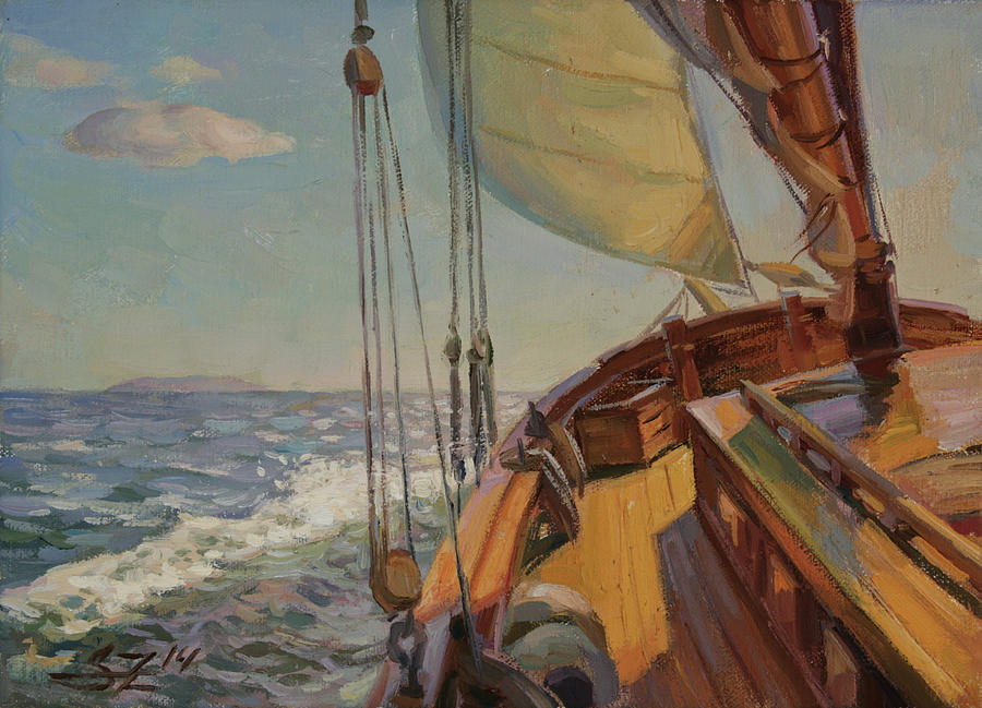 Deck of ship Painting by Serguei Zlenko