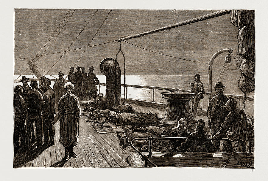 Deck Passengers A Moonlight Sketch On The Forecastle Drawing by Litz