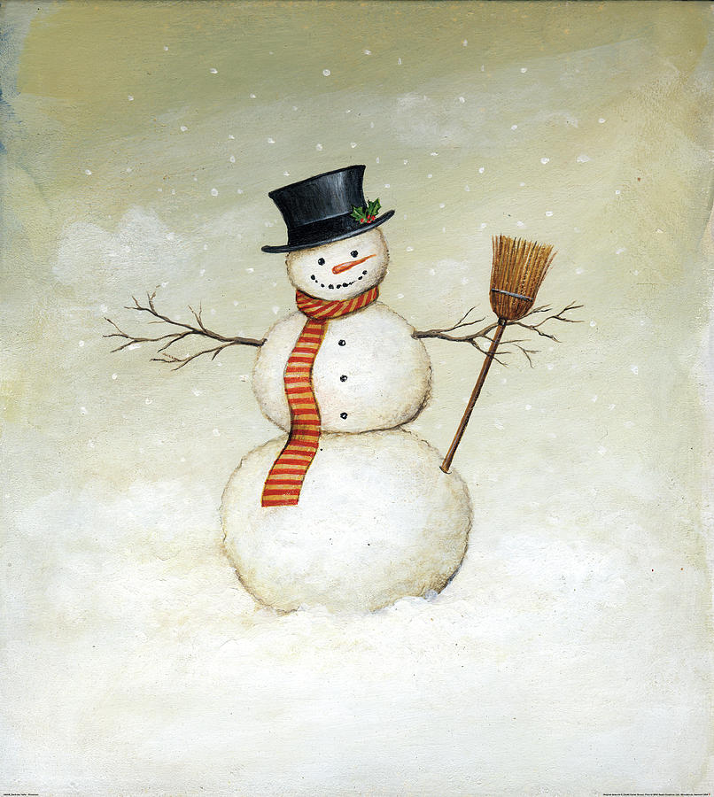 Christmas Painting - Deck The Halls - Snowman by David Carter Brown