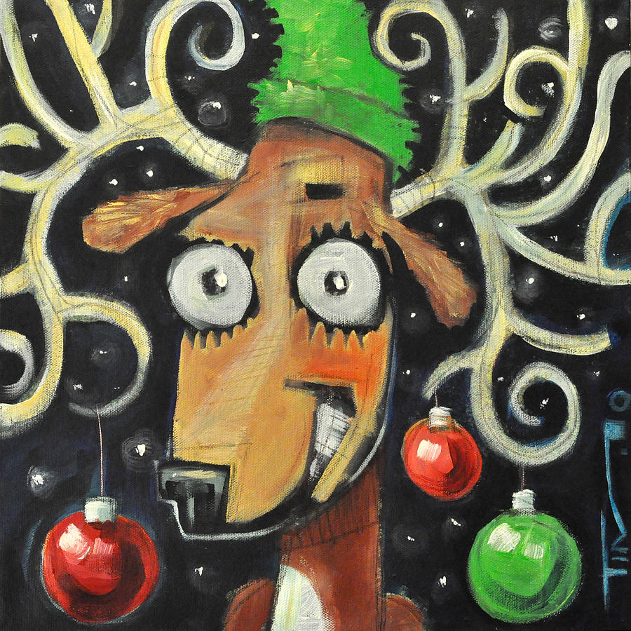 Decked out Reindeer Painting by Tim Nyberg