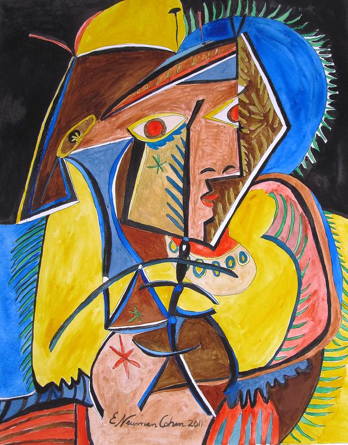 Abstract Painting - Deconstructing Picasso  - a Sexy Woman by Esther Newman-Cohen