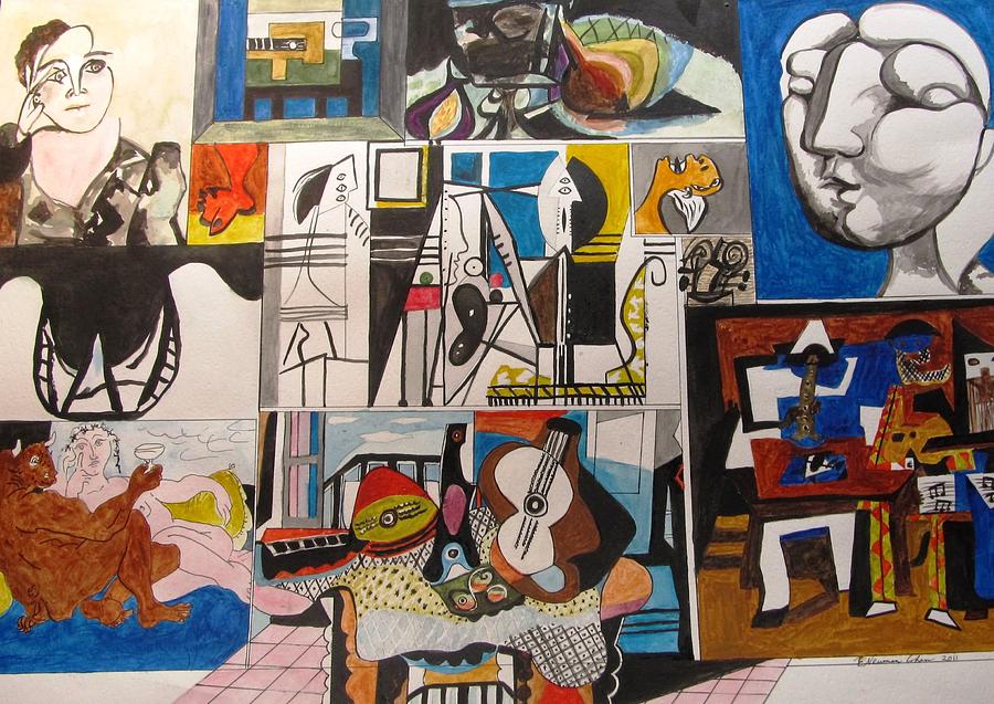 Deconstructing Picasso - Women and Musicians Painting by Esther Newman-Cohen
