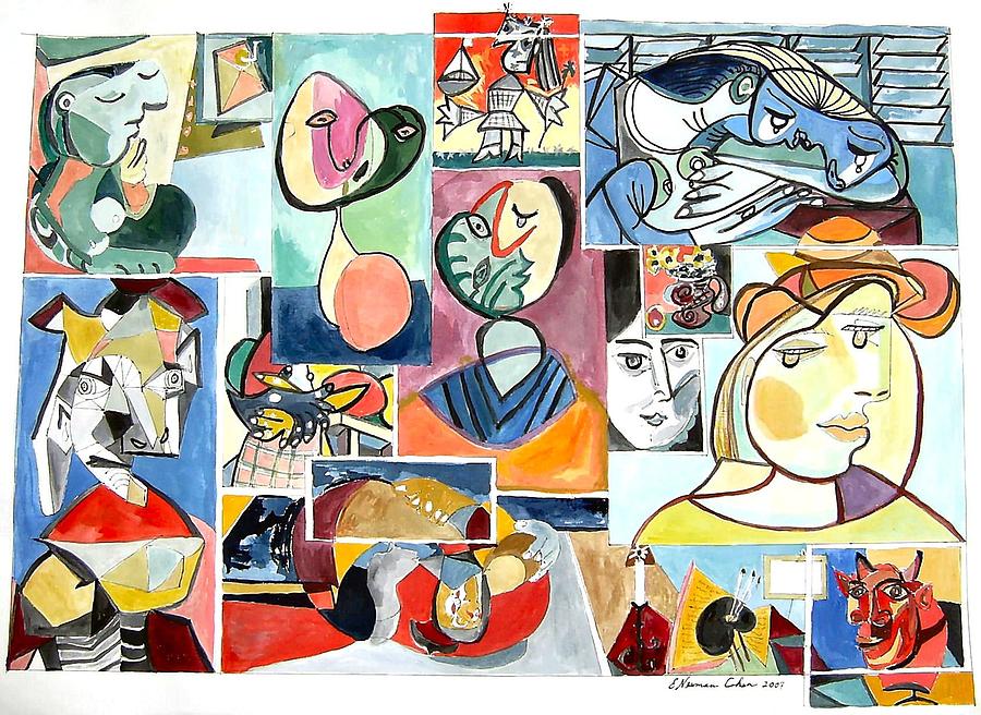 Deconstructing Picasso - Women Sad and Betrayed Painting by Esther Newman-Cohen