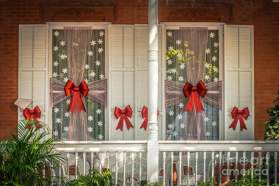 Christmas Photograph - Decorated Christmas Windows Key West - HDR Style by Ian Monk