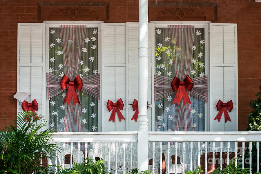 Christmas Photograph - Decorated Christmas Windows Key West  by Ian Monk
