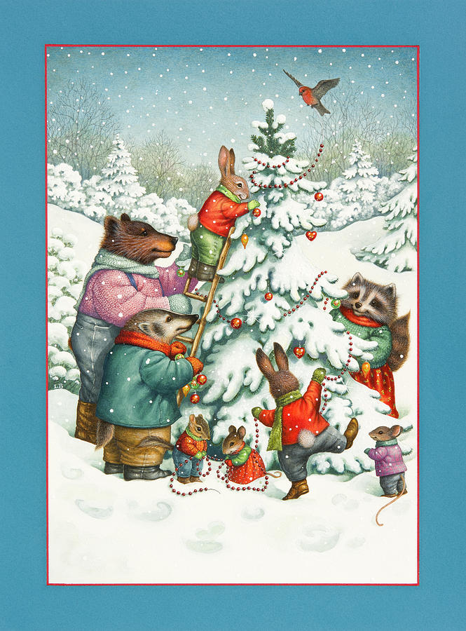 Christmas Painting - Decorating the Tree by Lynn Bywaters