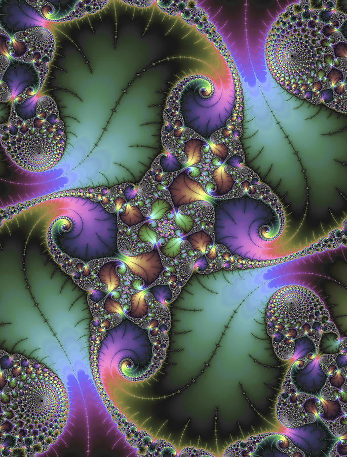Abstract Digital Art - Decorative abstract fractal art with jewel colors by Matthias Hauser