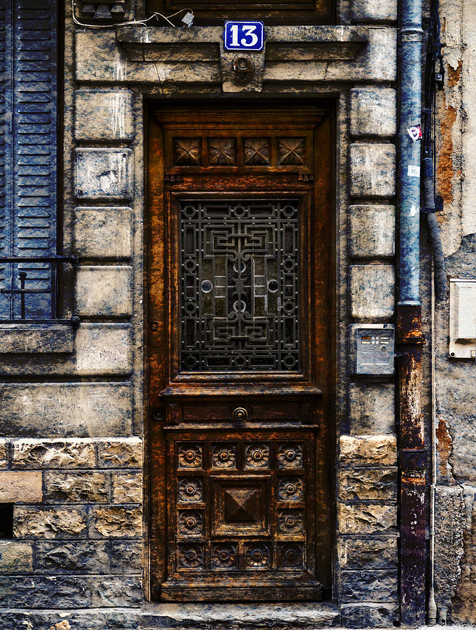 Decorative Door Chalone Sur Soane France Number Thirteen Photograph by Bob Coates