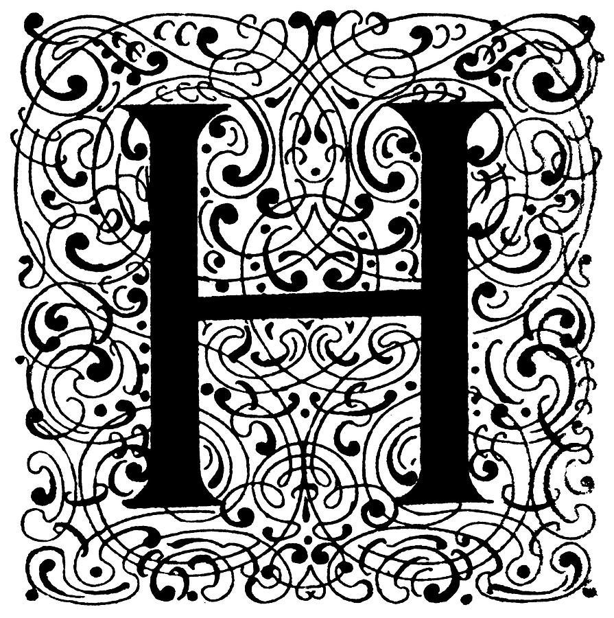 Decorative Initial, 1710 Painting by Granger