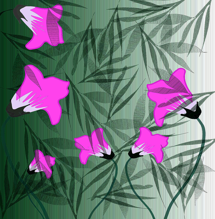 Decorative Pink Floral Digital Art by Mary Bedy