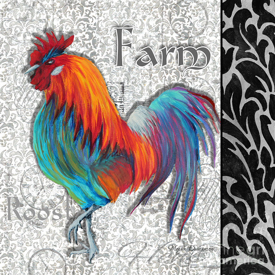 Decorative Rooster Chicken Decorative Art Original Painting King of the Roost By Megan Duncanson Painting by Megan Aroon