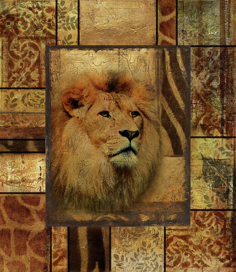 Zebra Digital Art - Decorative Safari II (lion) by Patricia Pinto