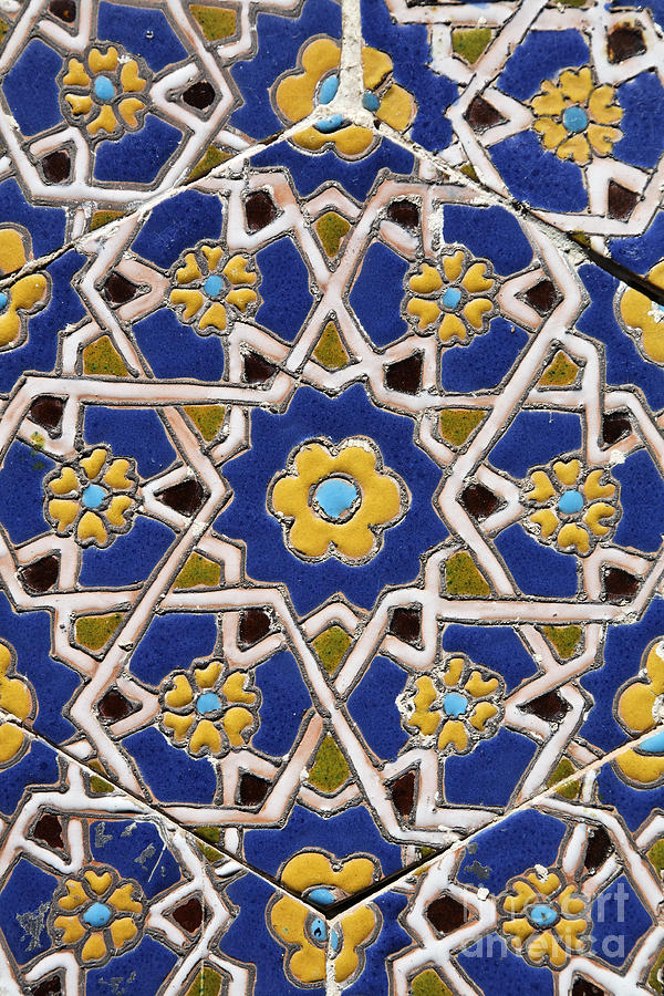 Decorative tile work at the Avenue of Mausoleums in Samarkand Uzbekistan Photograph by Robert Preston