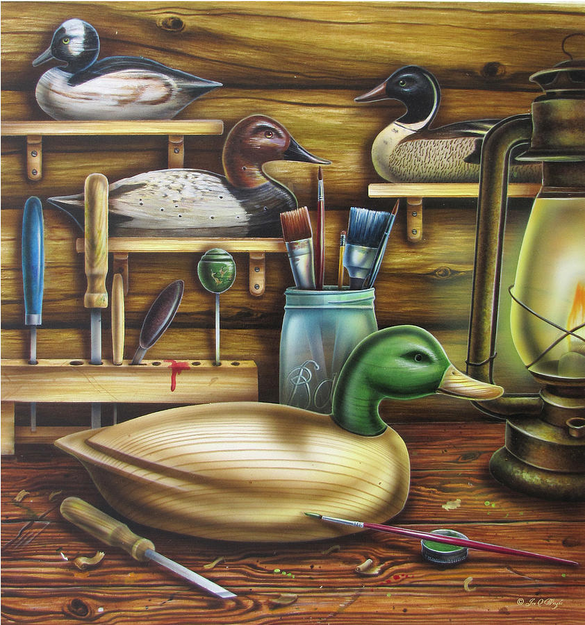 Decoy Carving Table Painting by JQ Licensing
