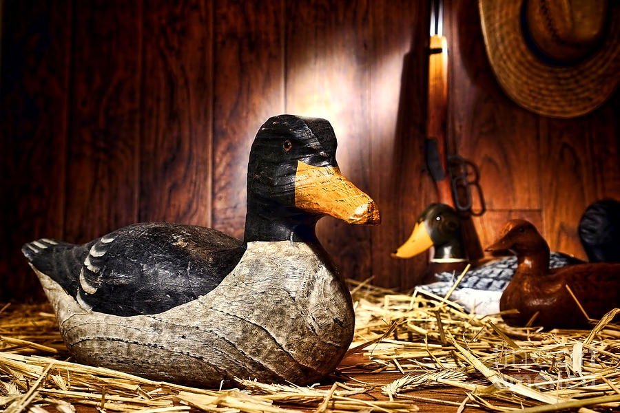 Duck Photograph - Decoy in Old Hunting Barn by Olivier Le Queinec