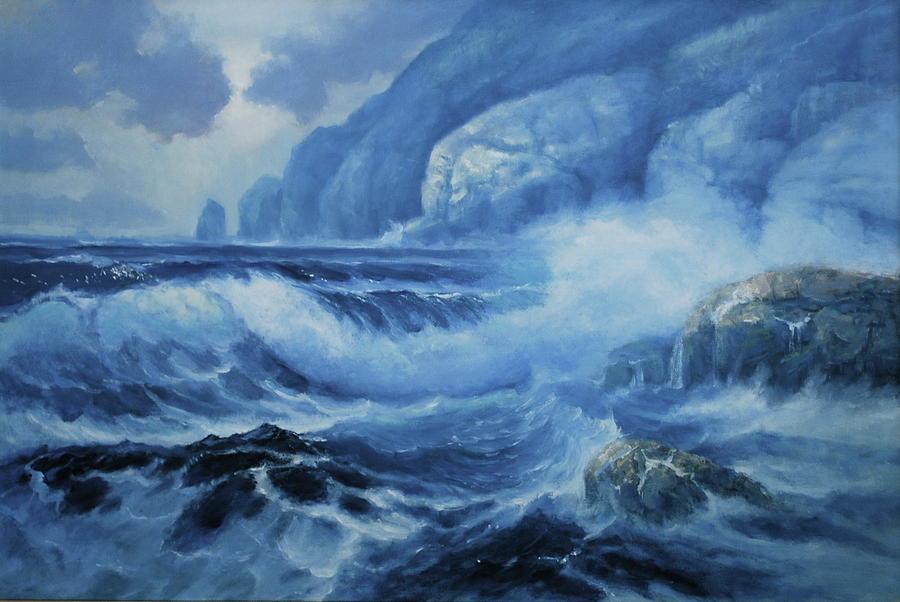 Ocean Painting - Deep Blue Sea by Richard Hinger