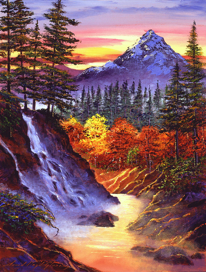 Waterfall Painting - Deep Canyon Falls by David Lloyd Glover