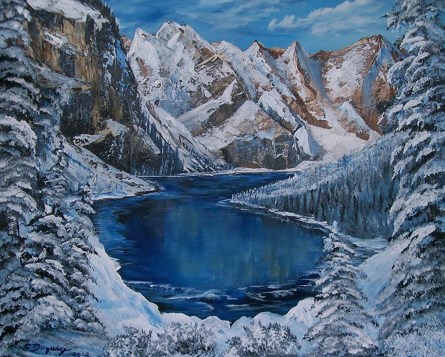 Mountain Painting - Deep Dark  and Cold by Sharon Duguay