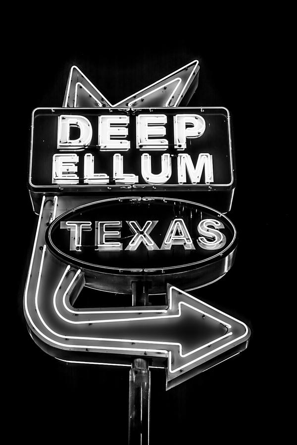 Deep Ellum Sign Black and White Photograph by David Morefield