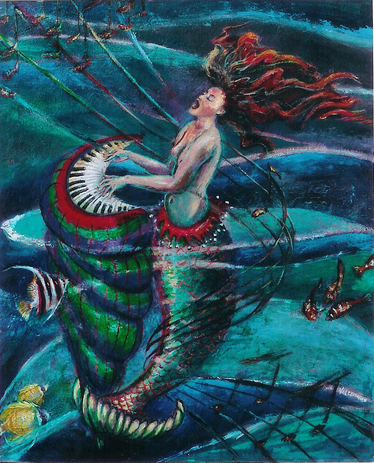 Mermaid Painting - Deep Sea Melody by Maria Valladarez