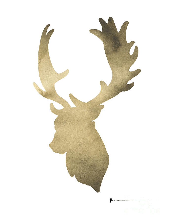 Deer Painting - Deer antlers original watercolor art print by Joanna Szmerdt