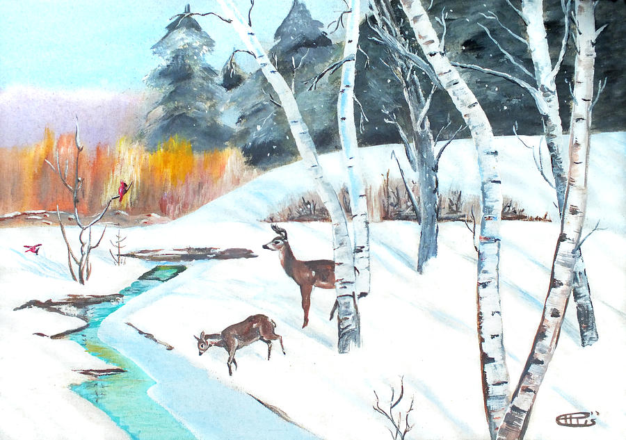 Deer Creek in Winter Painting by Duane McCullough