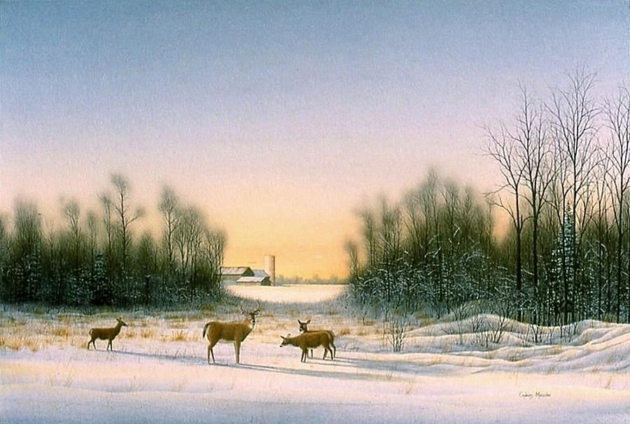 Deer Family Painting by Conrad Mieschke