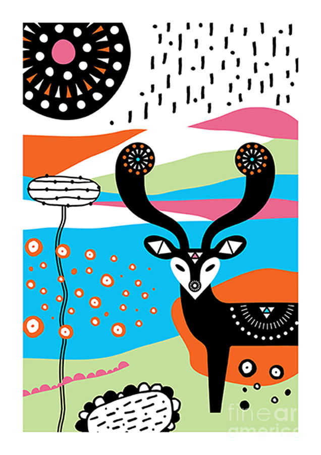 Deer Digital Art - Deer Garden by MGL Meiklejohn Graphics Licensing