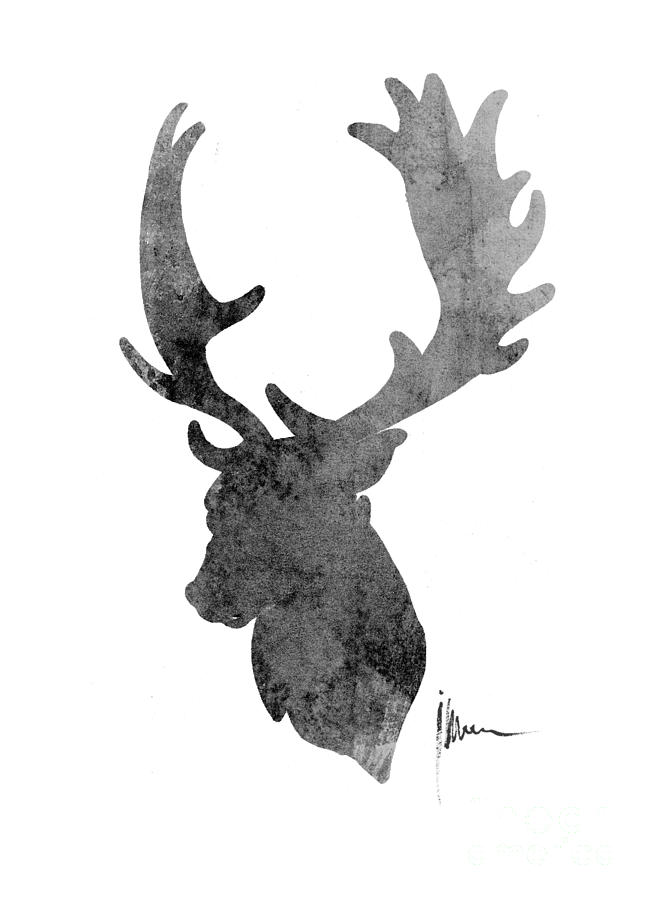 Deer Painting - Deer head art print watercolor painting by Joanna Szmerdt