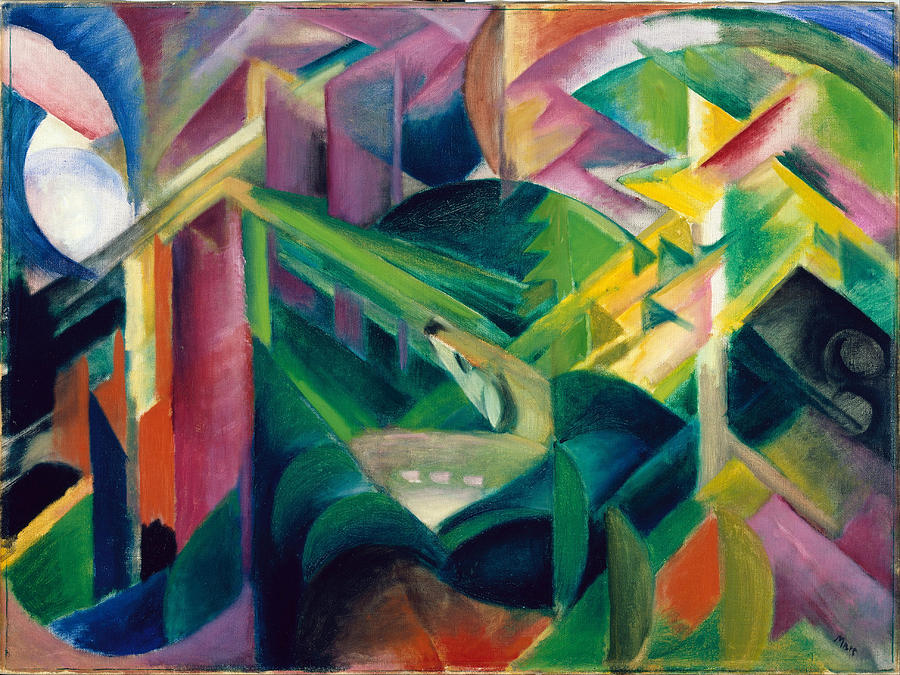 Franz Marc Painting - Deer in a Monastery Garden by Franz Marc