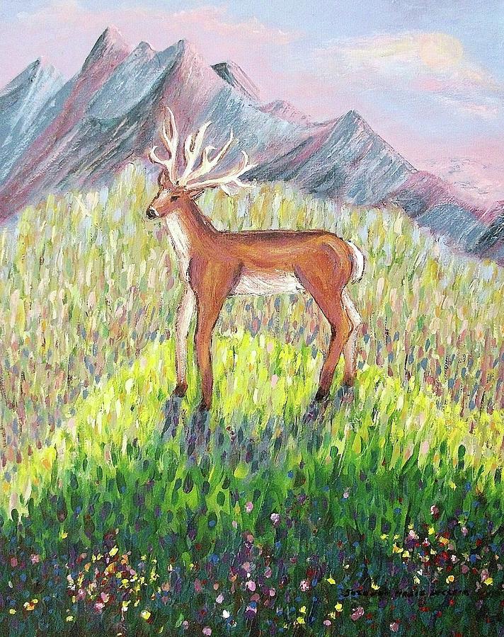 Deer Painting - Deer In Field by Suzanne  Marie Leclair