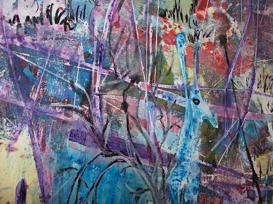 Abstract Painting - Deer in Magical Forest by Francine Ethier