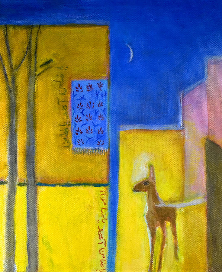 Deer In The City, 2011 Oil On Canvas Photograph by Roya Salari