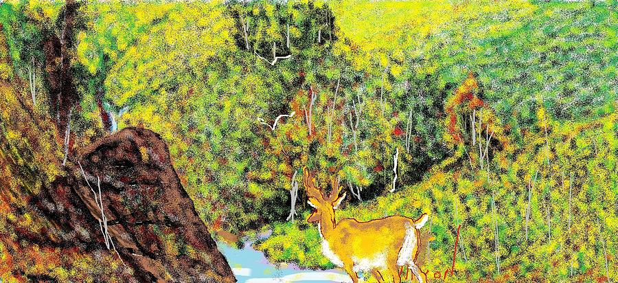 Deer Painting - Deer In The Well by Nixon Mwangi