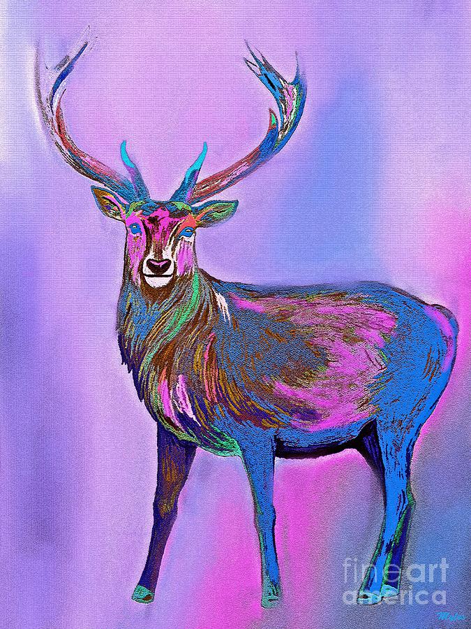 Deer Rainbow Painting by Saundra Myles